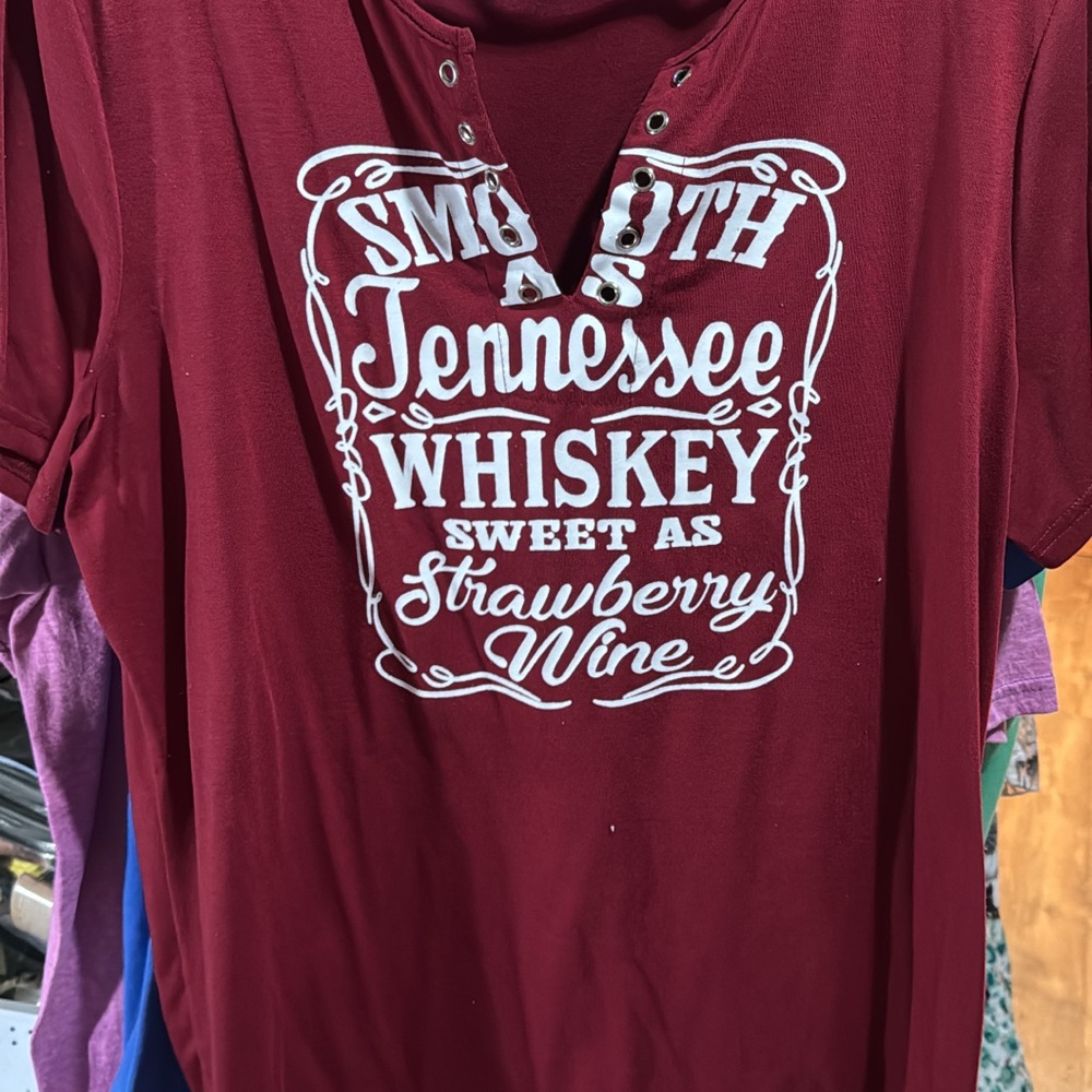 Maroon Graphic Tee with White Print